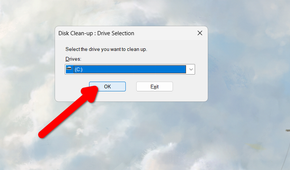 Choose the drive to scan using Disk Cleanup.