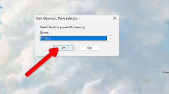 Choose the drive to scan using Disk Cleanup.