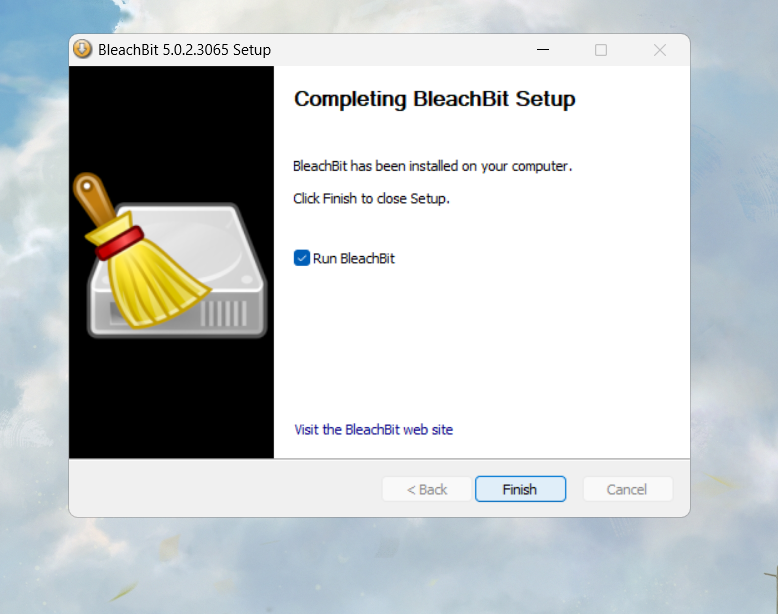 Successfully installed BleachBit.