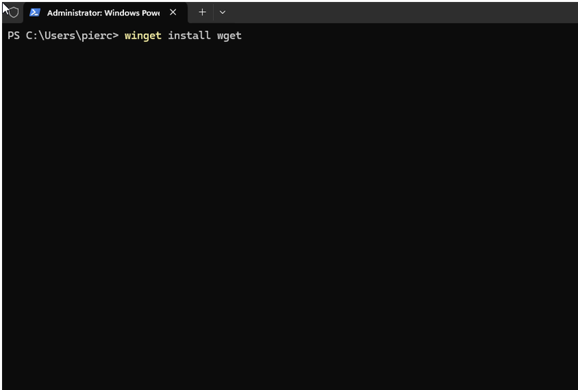 Installing wget using winget.