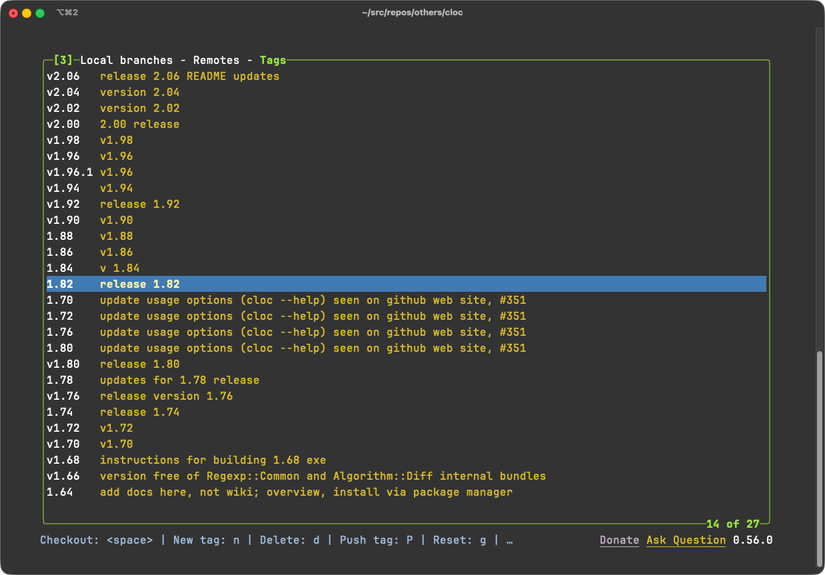 Uma interface de painel único que mostra uma longa lista de tags com uma descrição ao lado de cada uma.