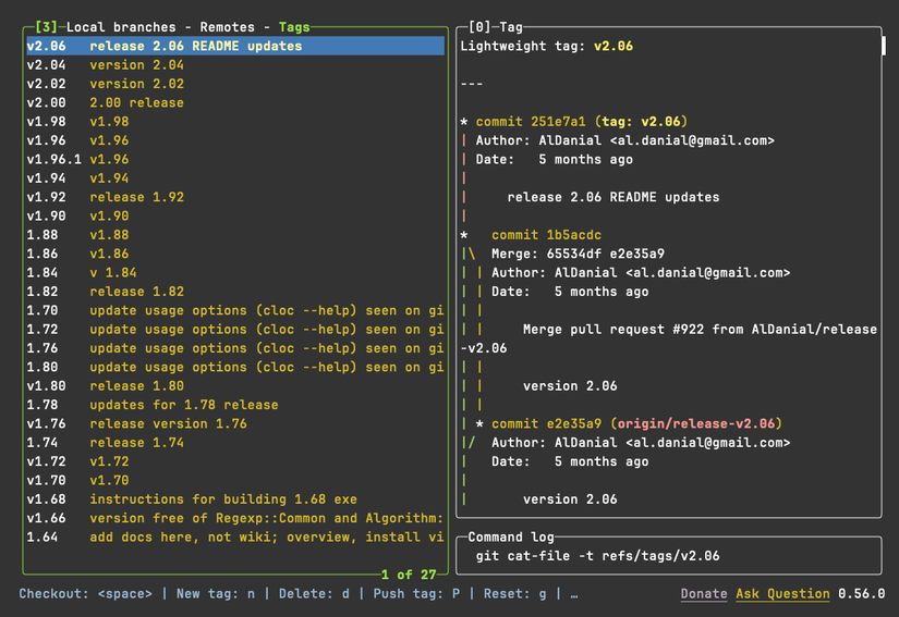 Uma interface mostrando duas colunas principais. O da esquerda mostra uma lista de tags, enquanto o da direita mostra detalhes sobre essa tag.