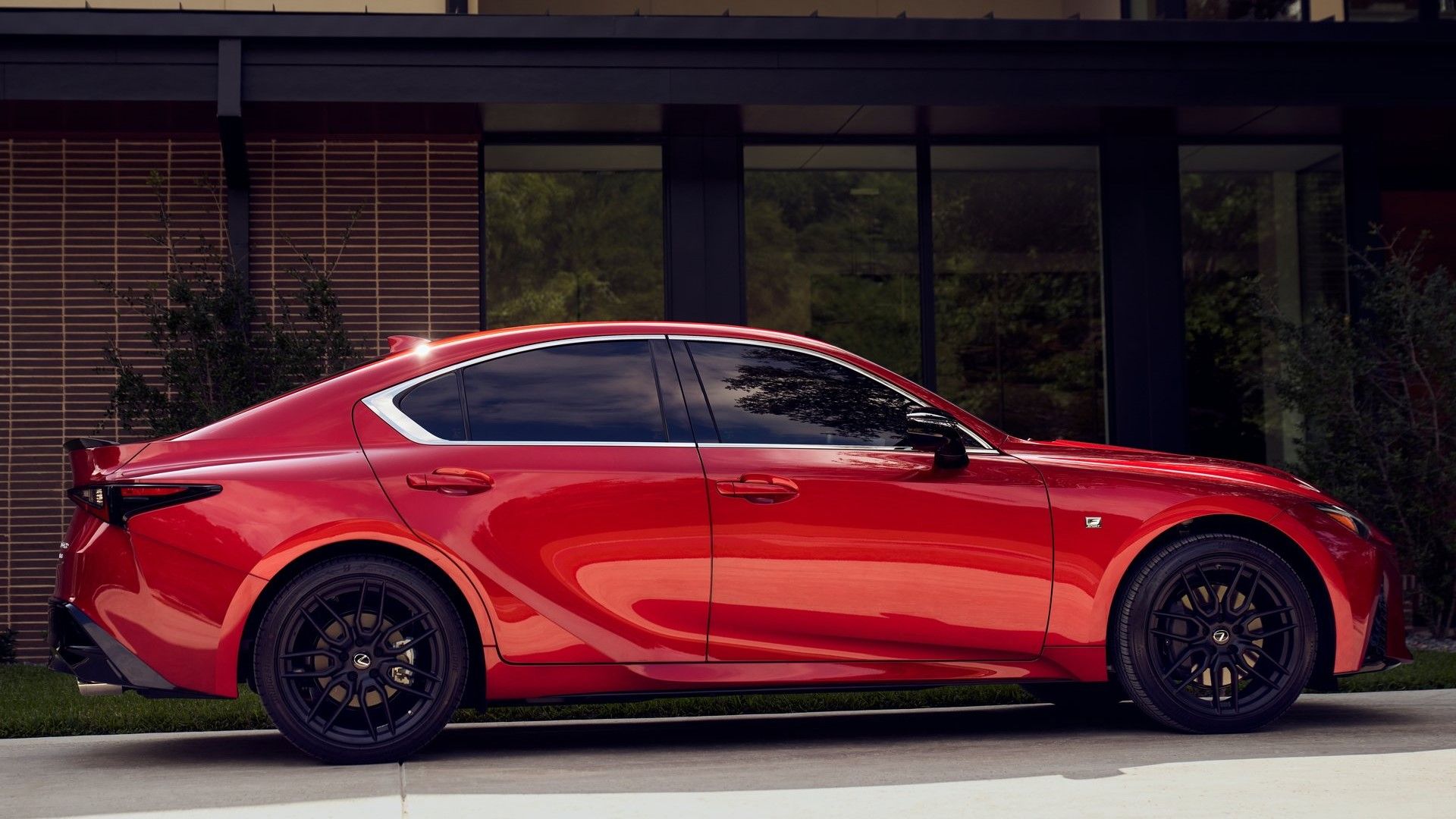 Side profile shot of a 2021 Lexus IS