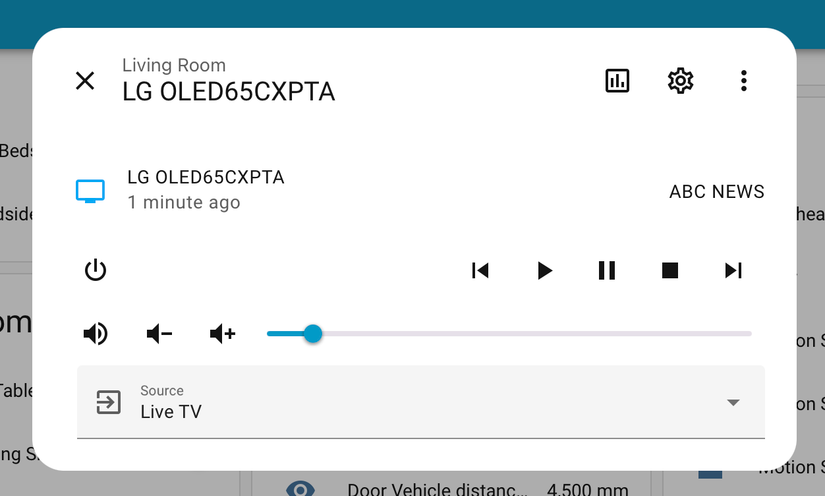 LG webOS TV integrated into Home Assistant.