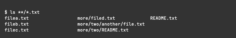 Results from a recursive glob showing files in nested directories.