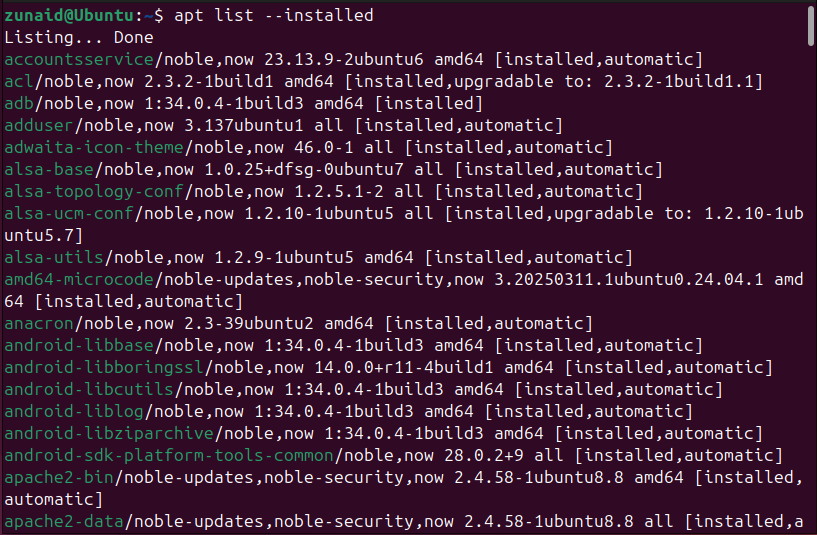 Listando todos os pacotes instalados em um sistema Linux.