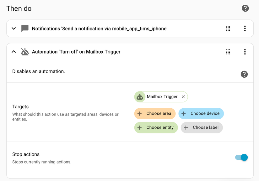 Mailbox trigger automation turning itself off in Home Assistant.