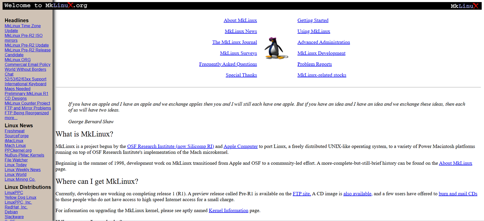 MkLinux official website.
