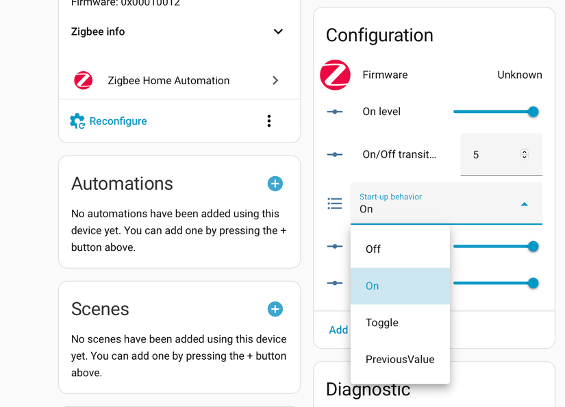 Modifying the start up value of an IKEA Tradfri light bulb.