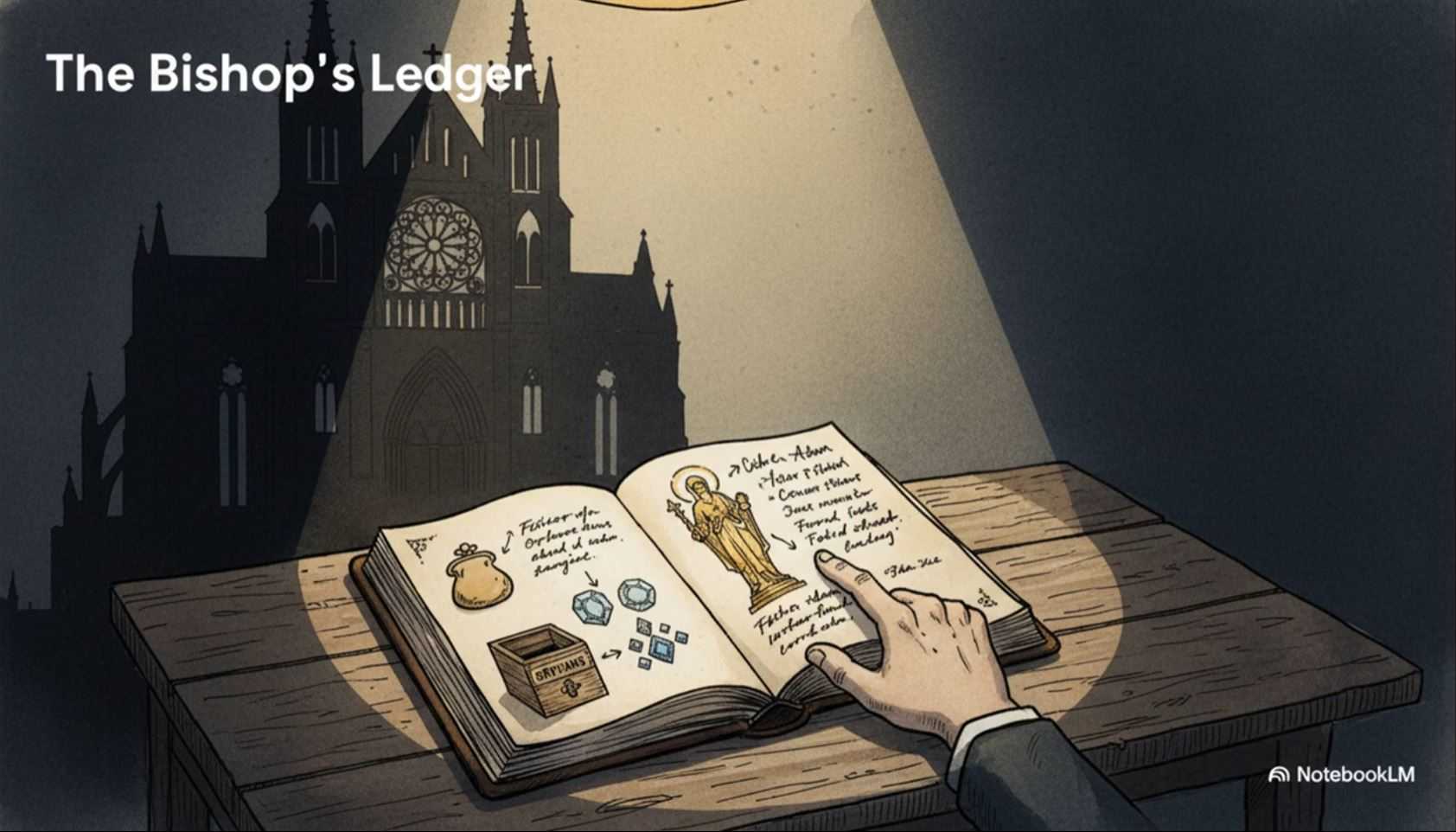 NotebookLM's video maker with a Bishop's Ledger