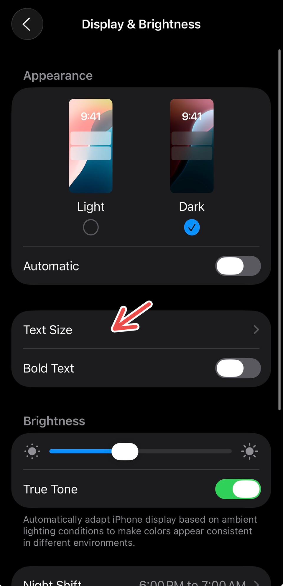 Adjusting the Text Size for iPhone's display.