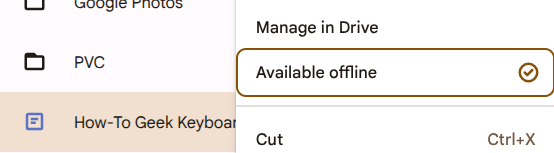 Per-file offline option on Chromebook.