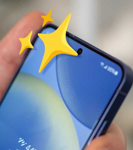 a phone screen that's clean with sparkly stars above it. 
