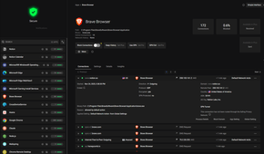 Portmaster showing network activity of Brave Browser.