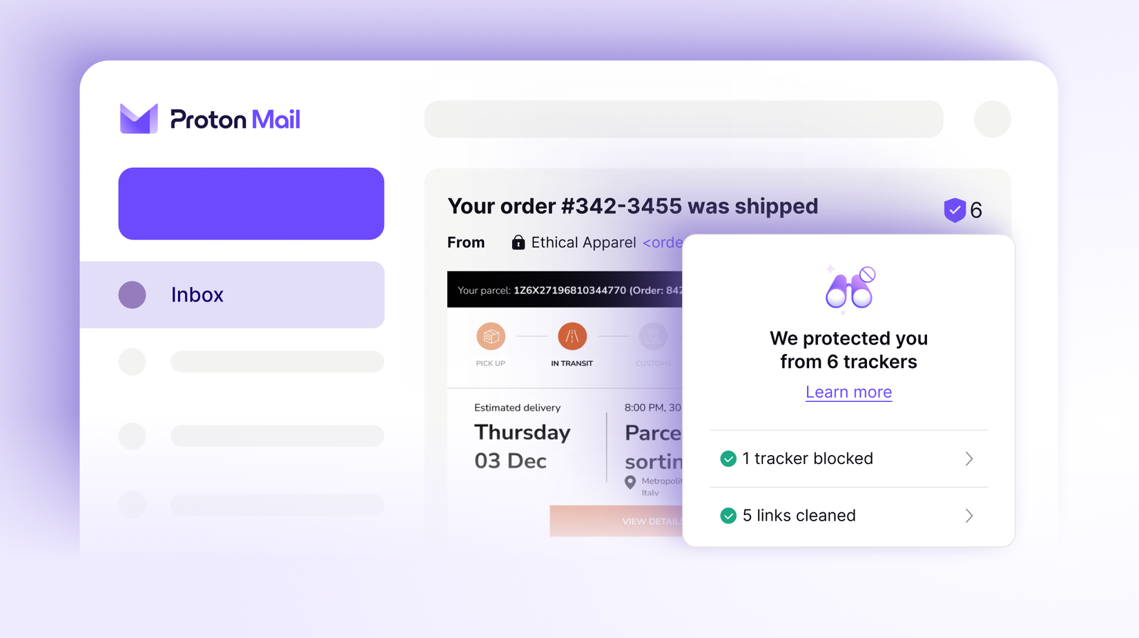 Proton Mail tracking protection.