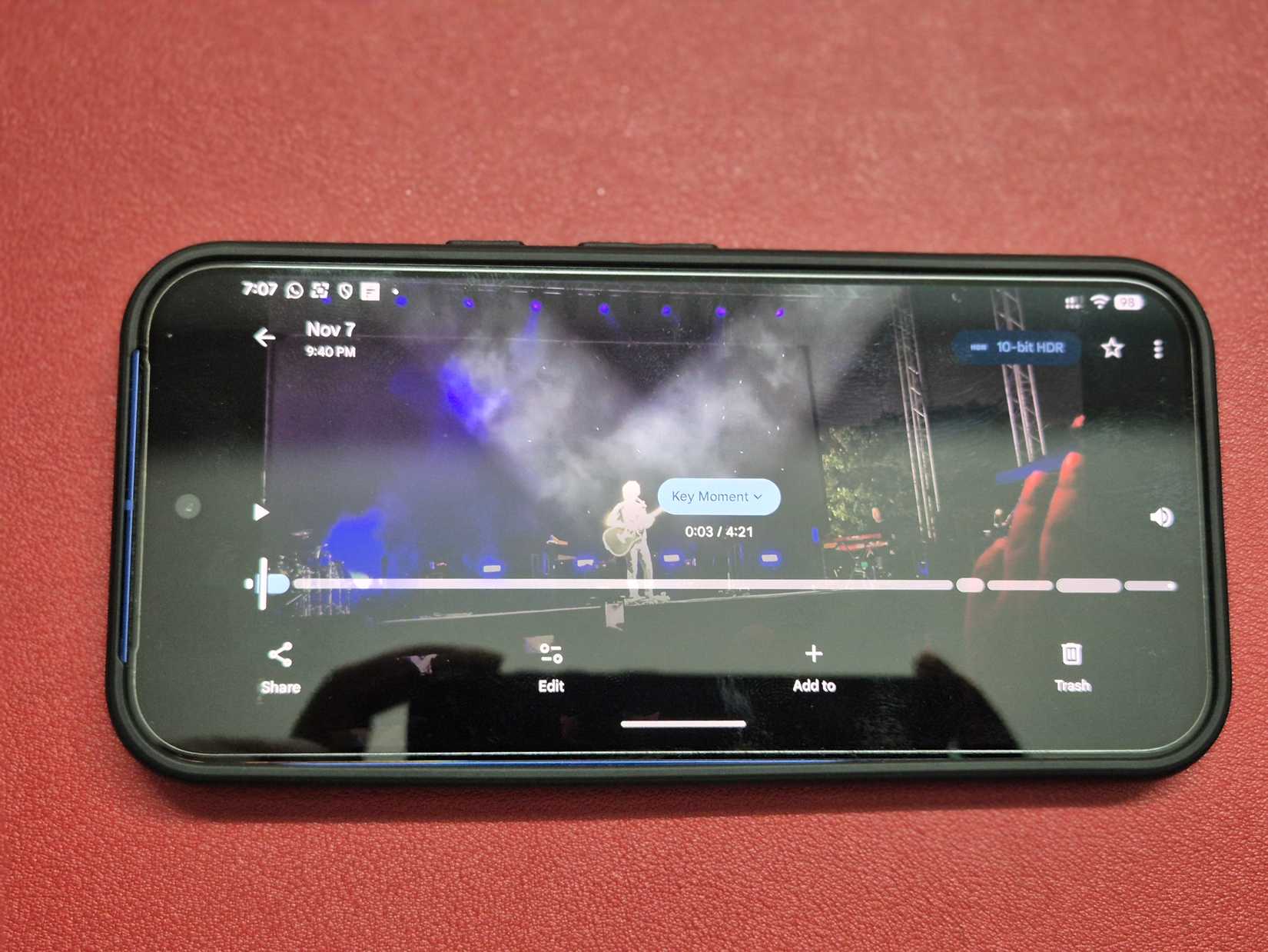 Recording of a concert playing on phone with terrible audio clarity.