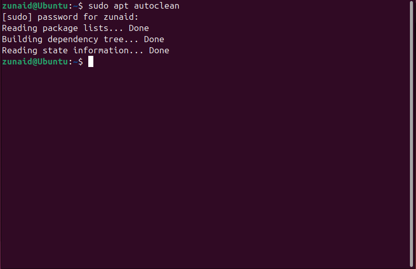 Removendo arquivos baixados em cache usando apt autoclean.