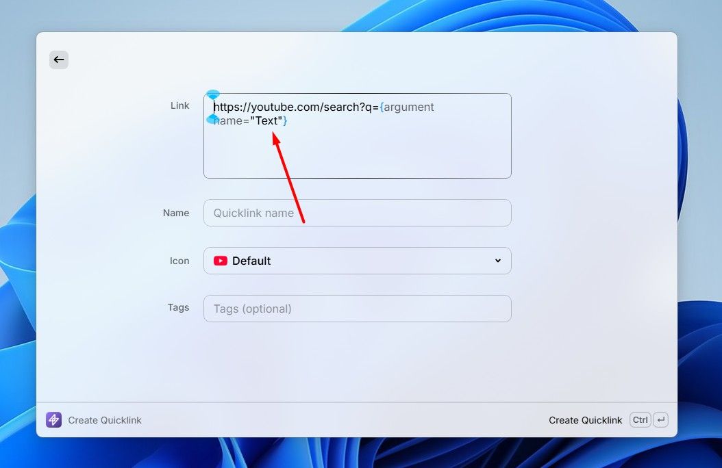 Replacing Argument with Text in Raycast.