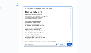 The poem generated by help me write on a Chromebook about a lonely bird.