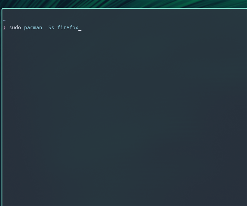 Searching the package repository on Arch Linux.