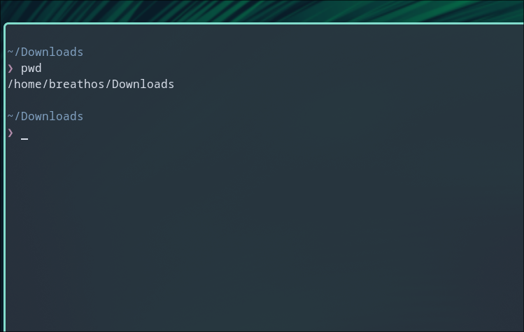 Procurando o diretório atual no terminal.