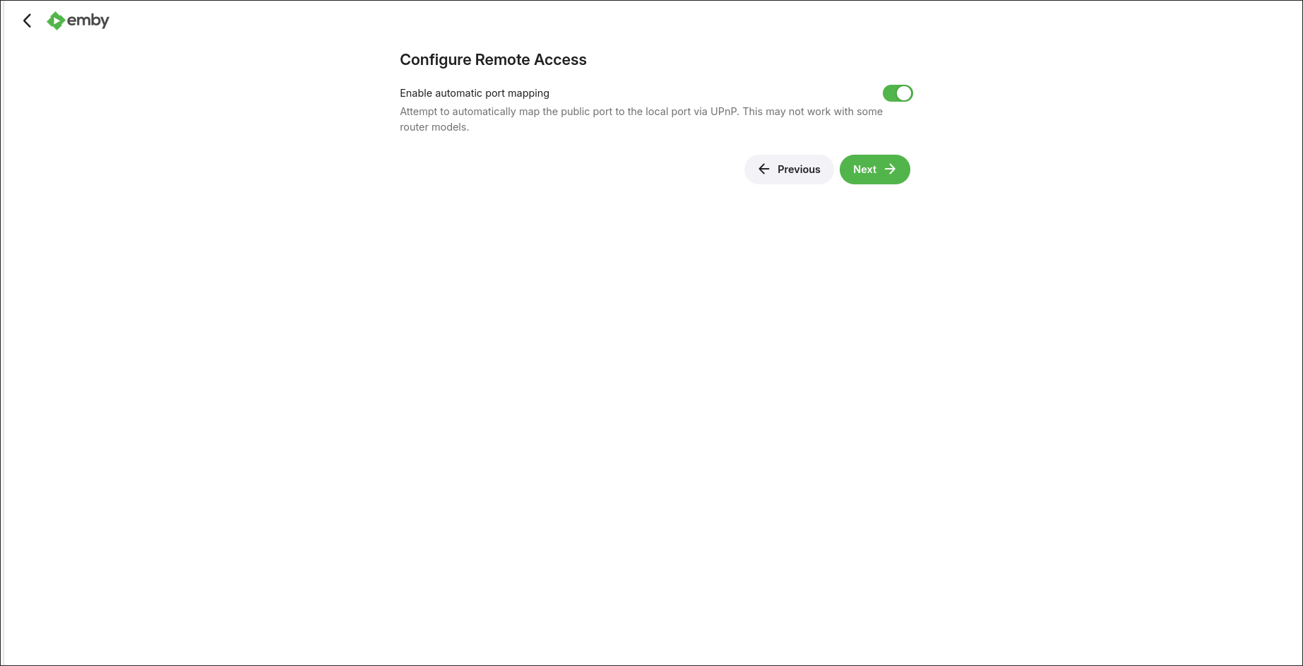 Enabling remote access for Emby.