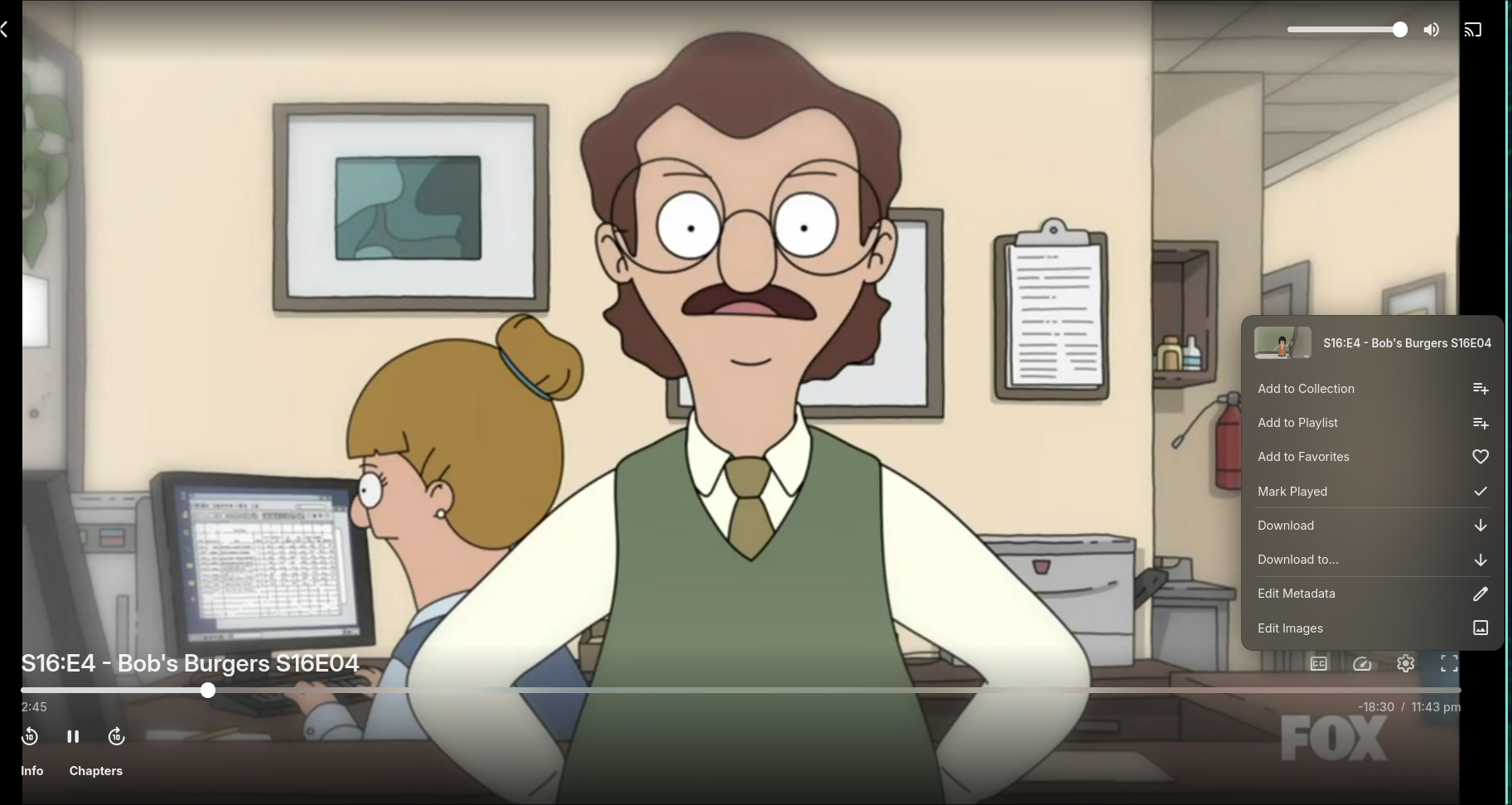 Streaming a TV show using the server setup.