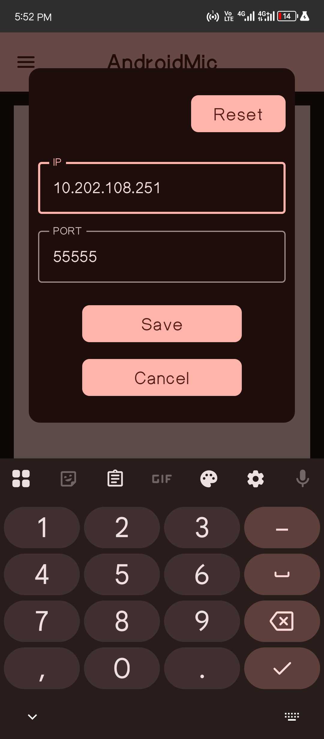 Establishing an AndroidMic connection.