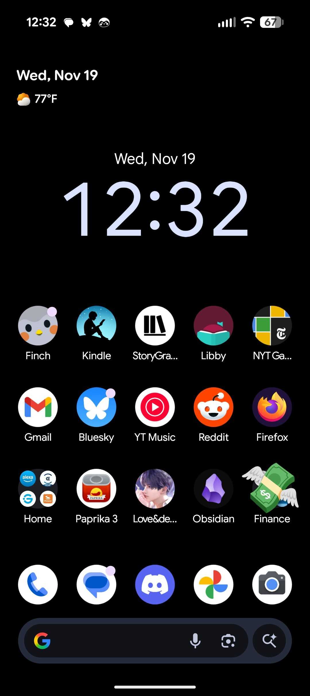 A Pixel phone with a solid black background.