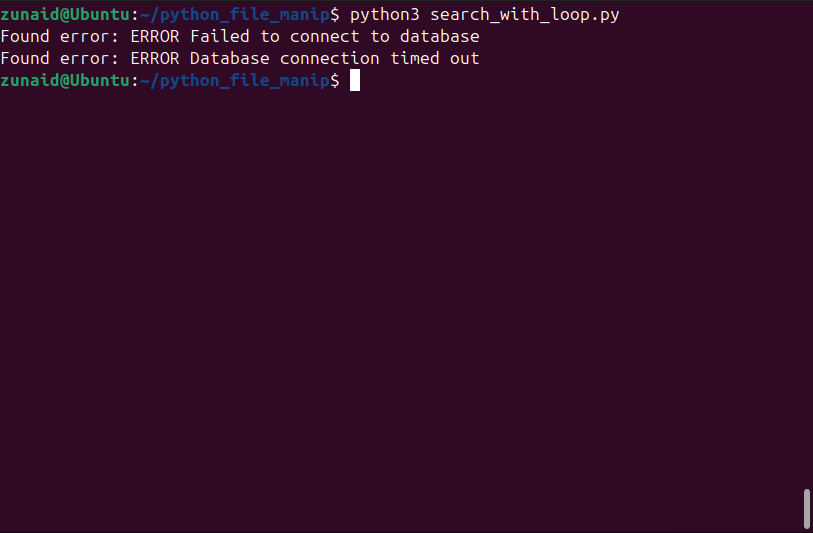 Searching for text in a file using a for loop in Python.