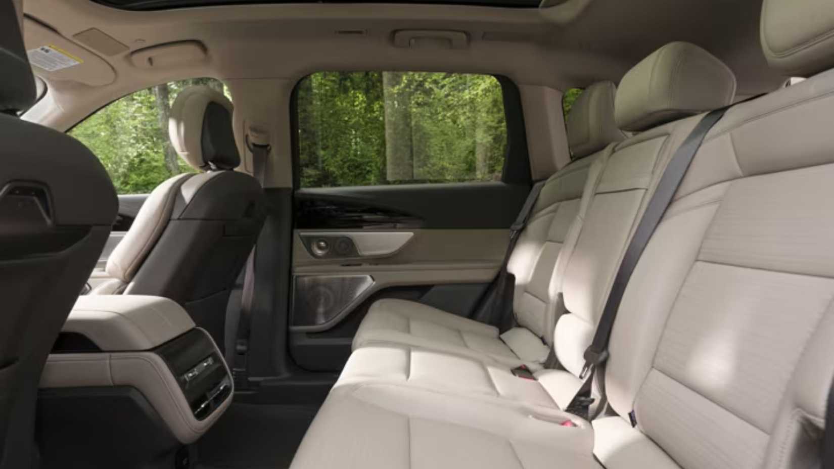 Shot inside the cabin of a 2026 Lincoln Nautilus Hybrid showing the rear seating.