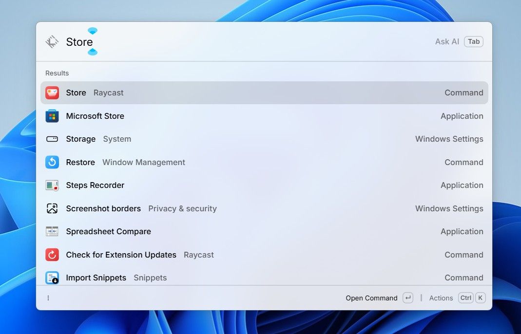 Store option in Raycast.
