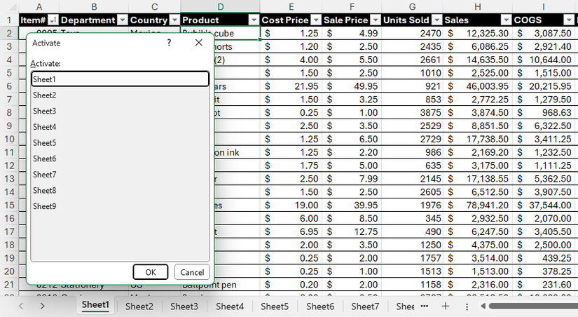 Stop using so many tabs in Microsoft Excel