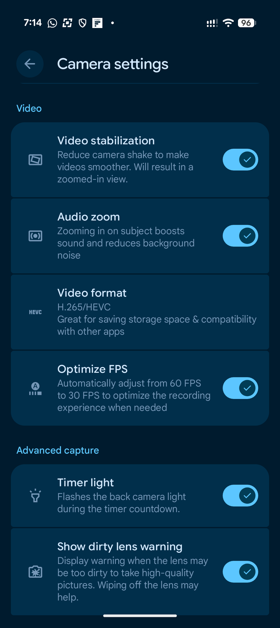The Audio Zoom feature in the camera settings of the Pixel 10.