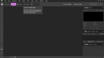 The Canva AI Studio tab description in Affinity.