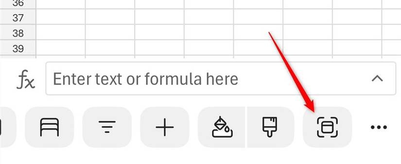 The Data From Picture icon in the iOS Excel app.