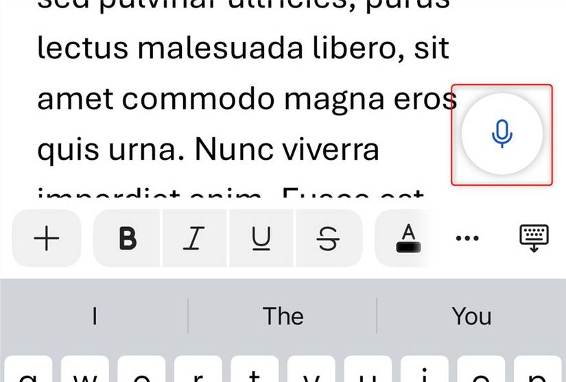 The dictation icon in the iOS Microsoft Word app.