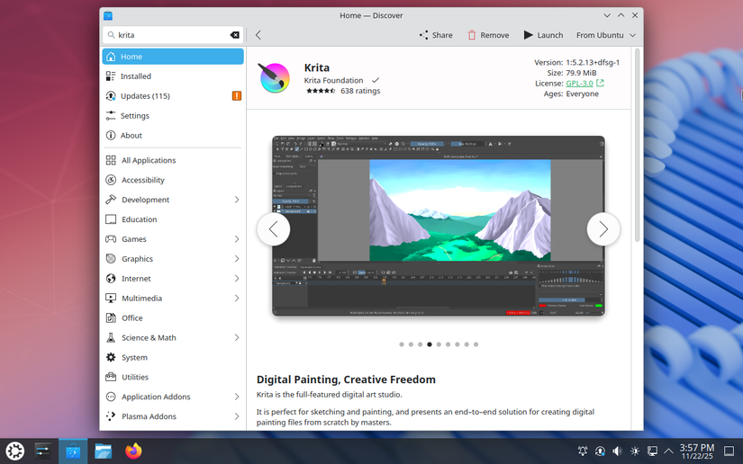 Aplicația Discover pe Kubuntu.