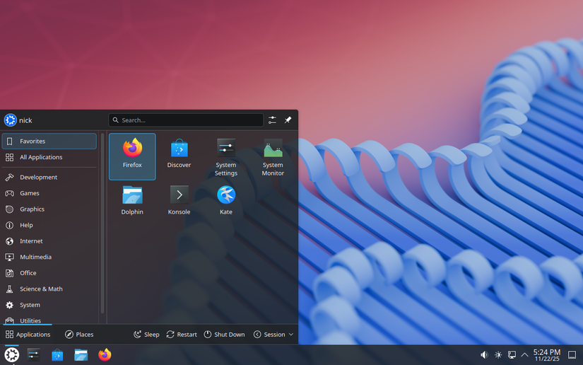 The Kubuntu Start Menu closely resembles Windows 10.