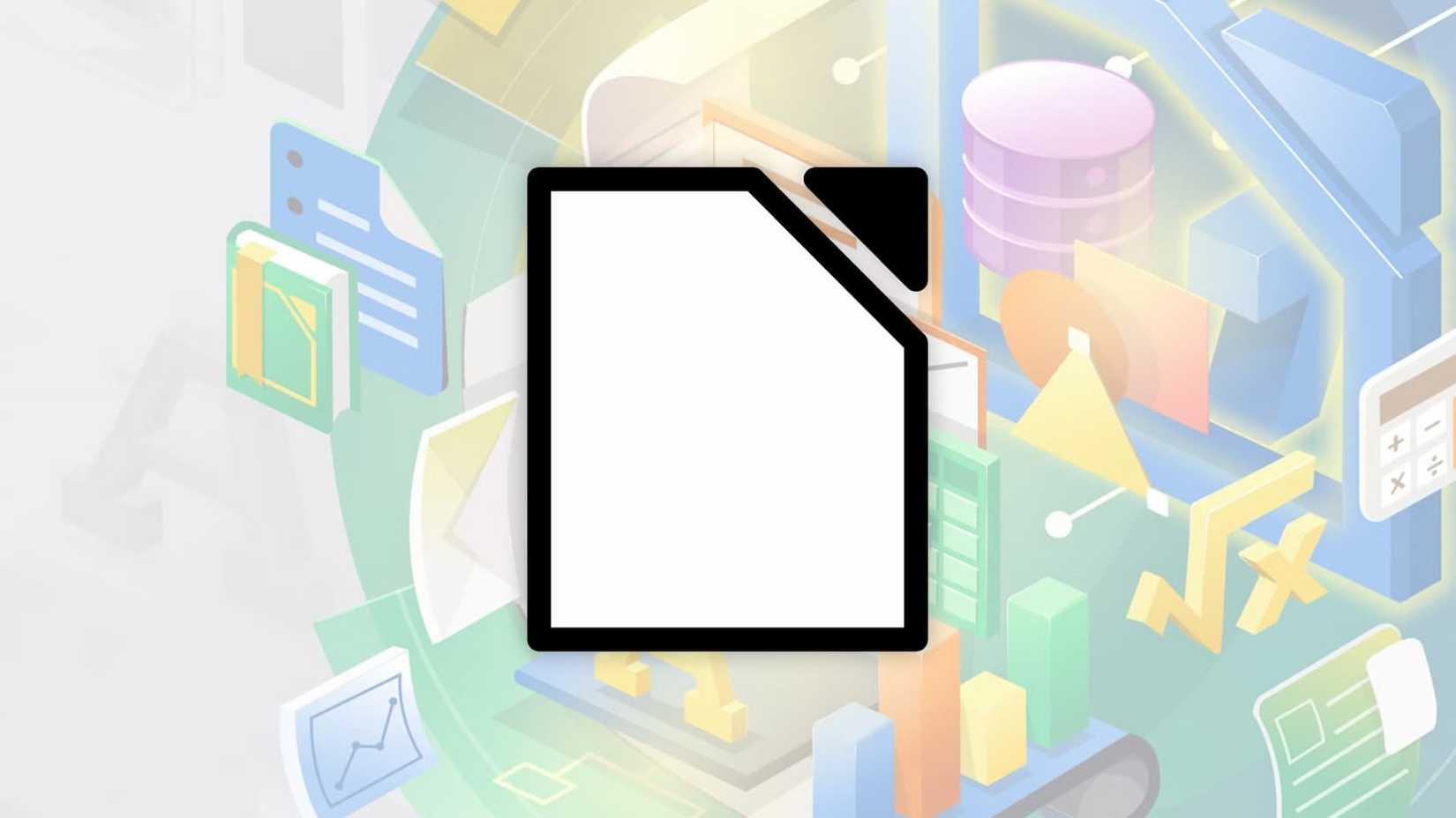 O logotipo do LibreOffice em um fundo semelhante a planilhas do Excel e outros aplicativos da Microsoft