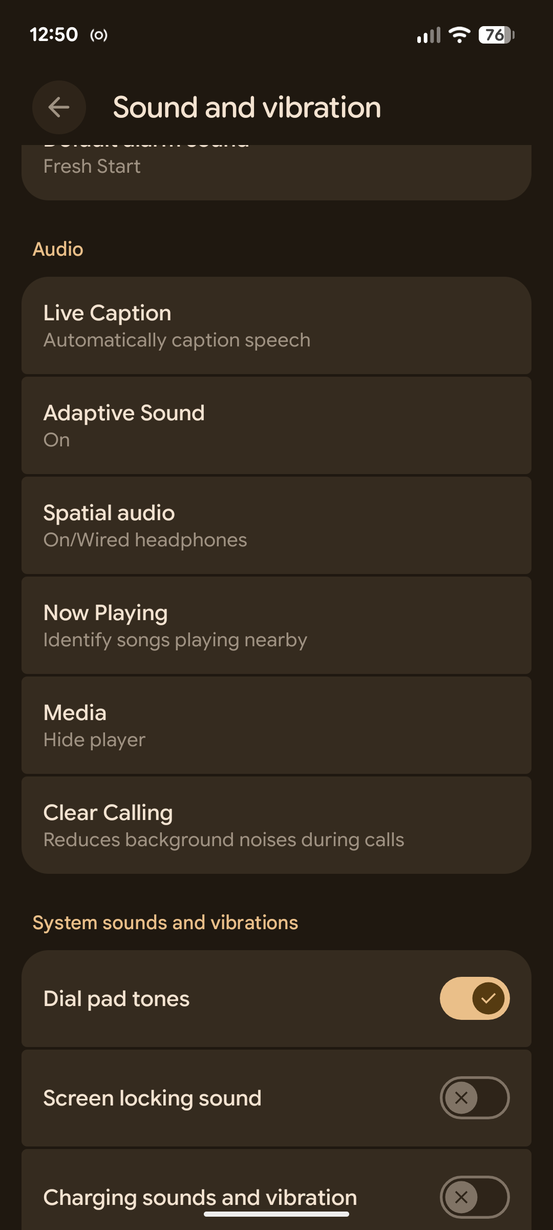 The Now Playing option in Settings.