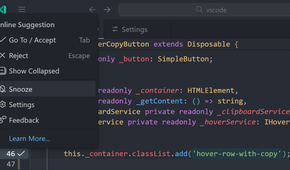The user looking at nes snooze in VS Code