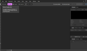 The Vector Studio tab description in Affinity.