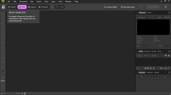 The Vector Studio tab description in Affinity.