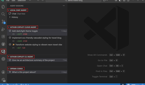 The view of agent sessions in VS Code