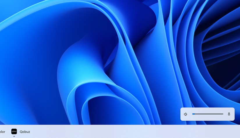 O controle deslizante de volume controlado pela roda do mouse.