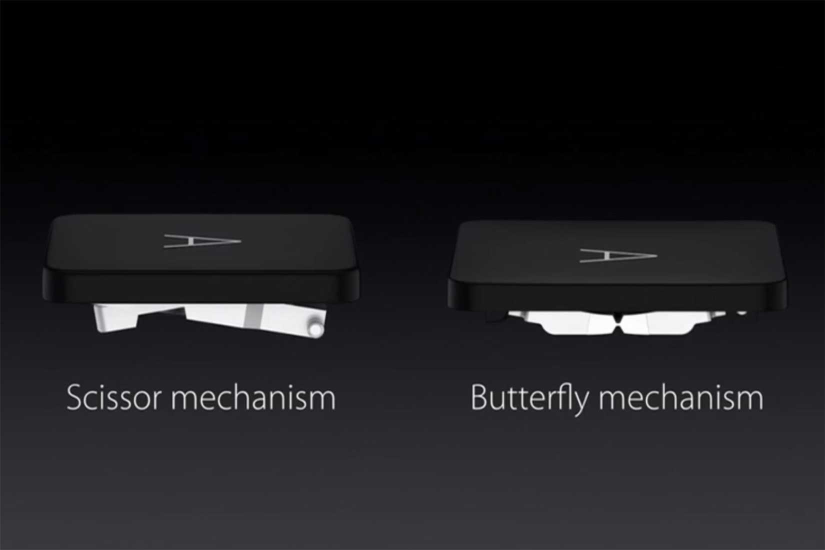 Apple's butterfly keyboard versus the scissor keyboard.
