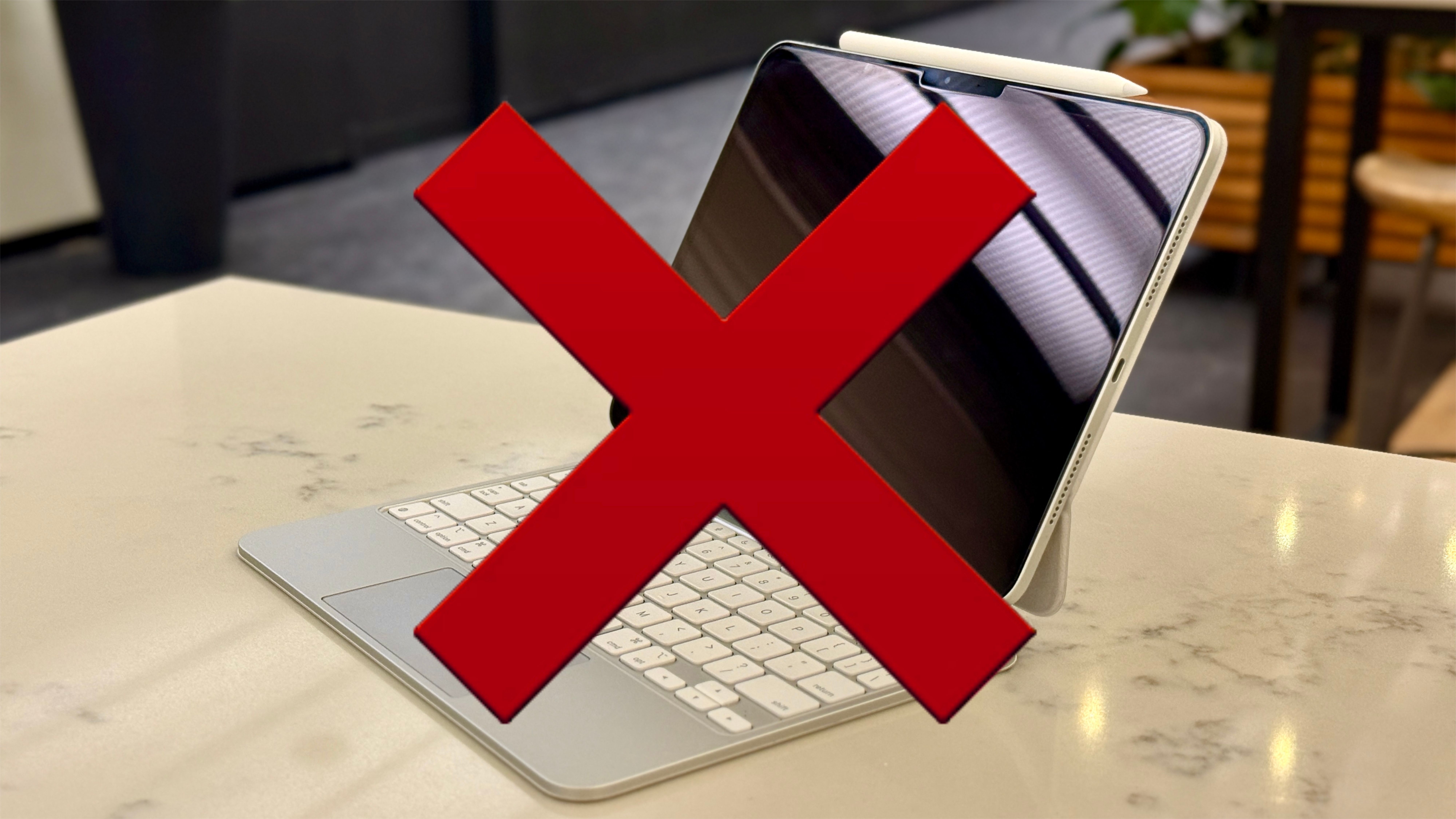 M5 iPad Pro with a red 