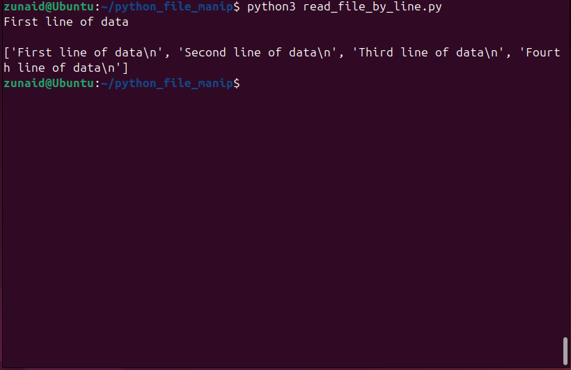 Using readline() and readlines() functions in Python to read a file's content.