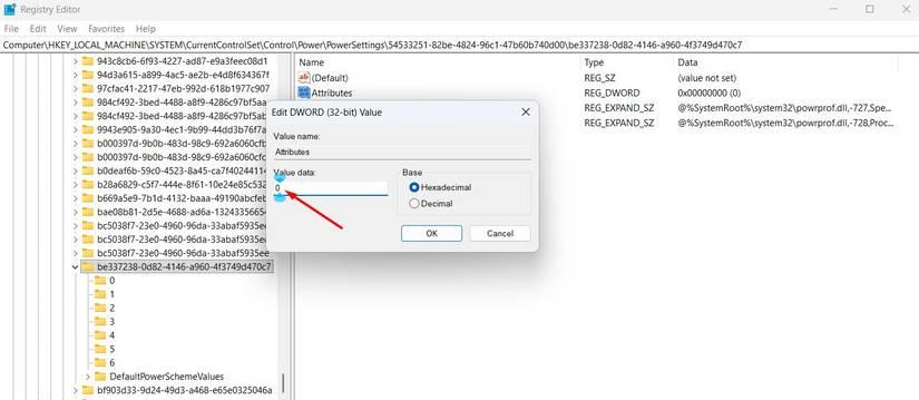 Campo de dados do valor do valor Atributos.